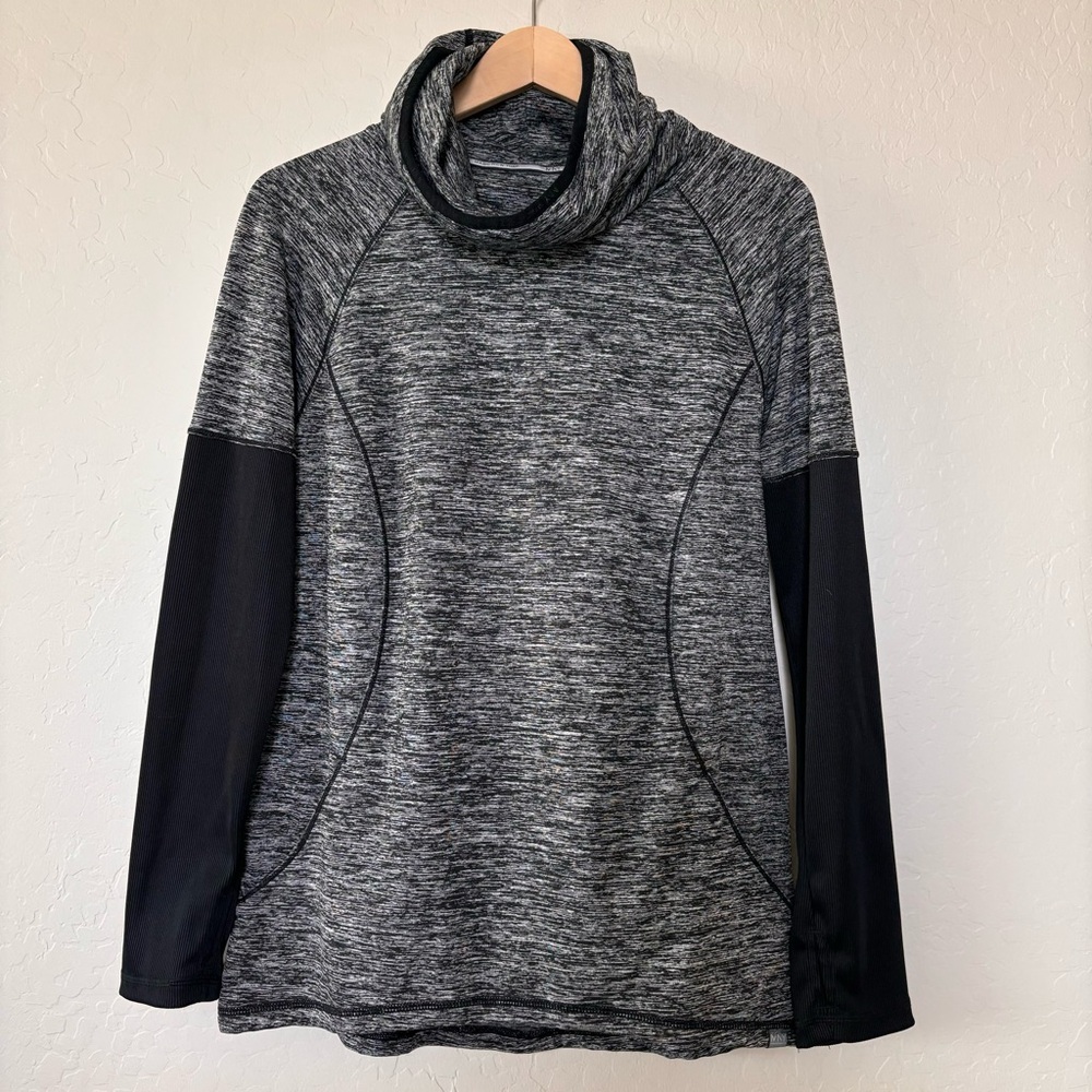 MARC NEW YORK Performance Long Sleeve Mock Neck Top Black White Size Large